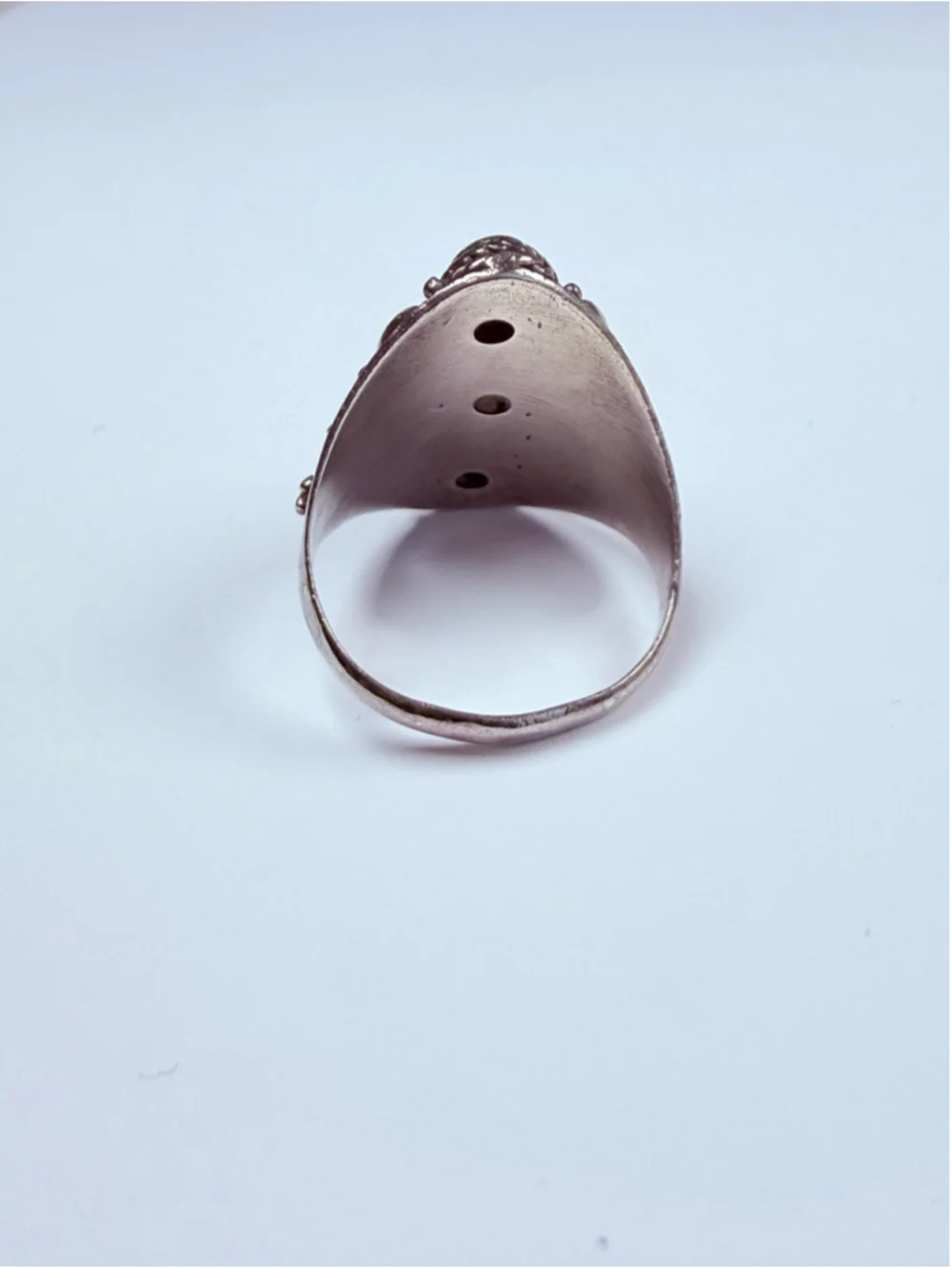 Modernist Armor Shield Ornate Freshwater Pearl 925 Sterling Silver Vintage Ring